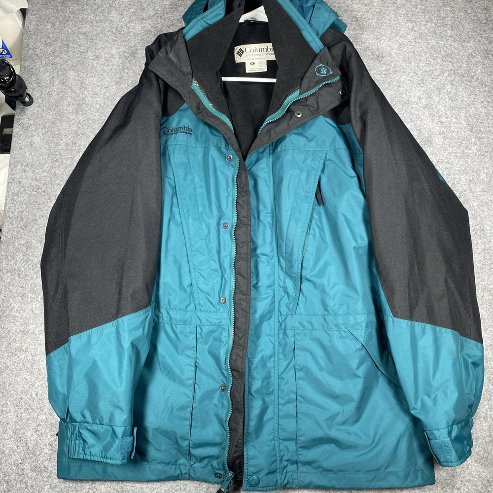 Vintage Columbia Full Zip snow board Jacket Men's XL Green Black ski snow Y2K